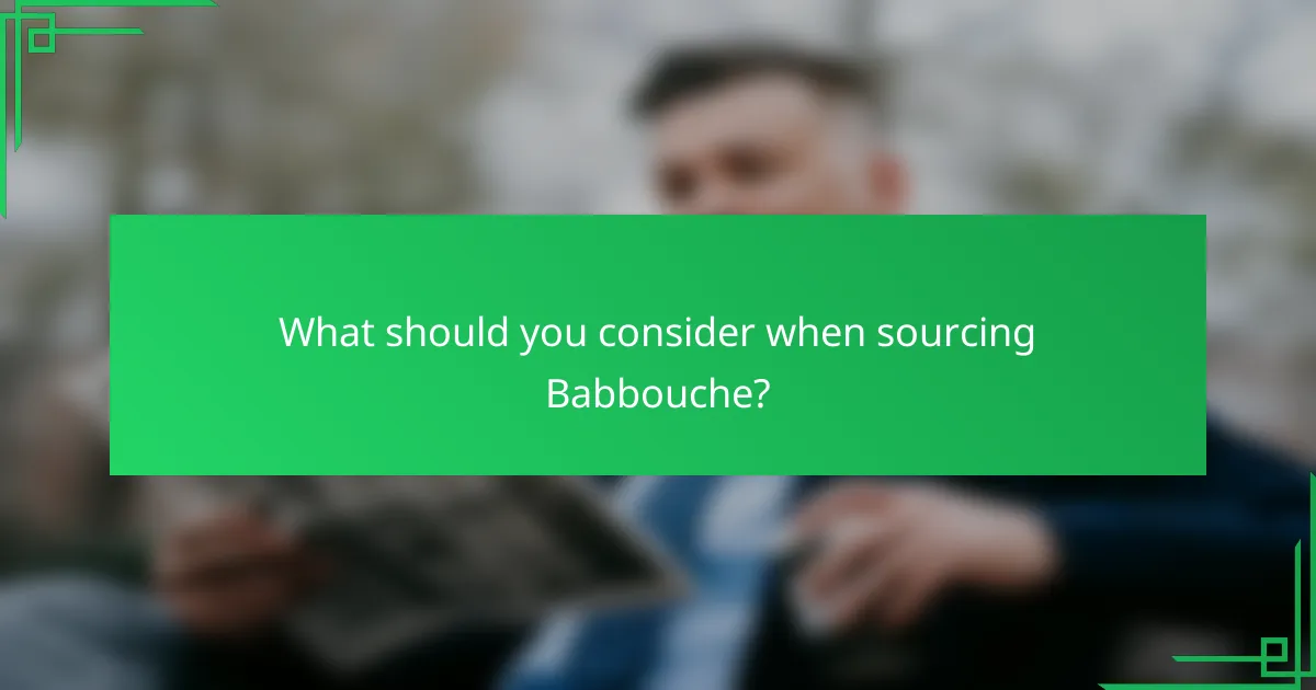 What should you consider when sourcing Babbouche?